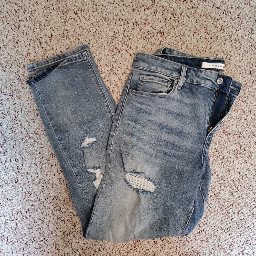 Distressed mom jeans